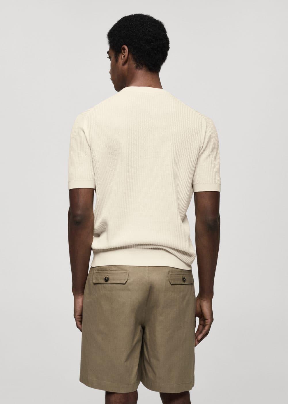 MANGO MAN - Ribbed knit t-shirt off whiteMen Product Image