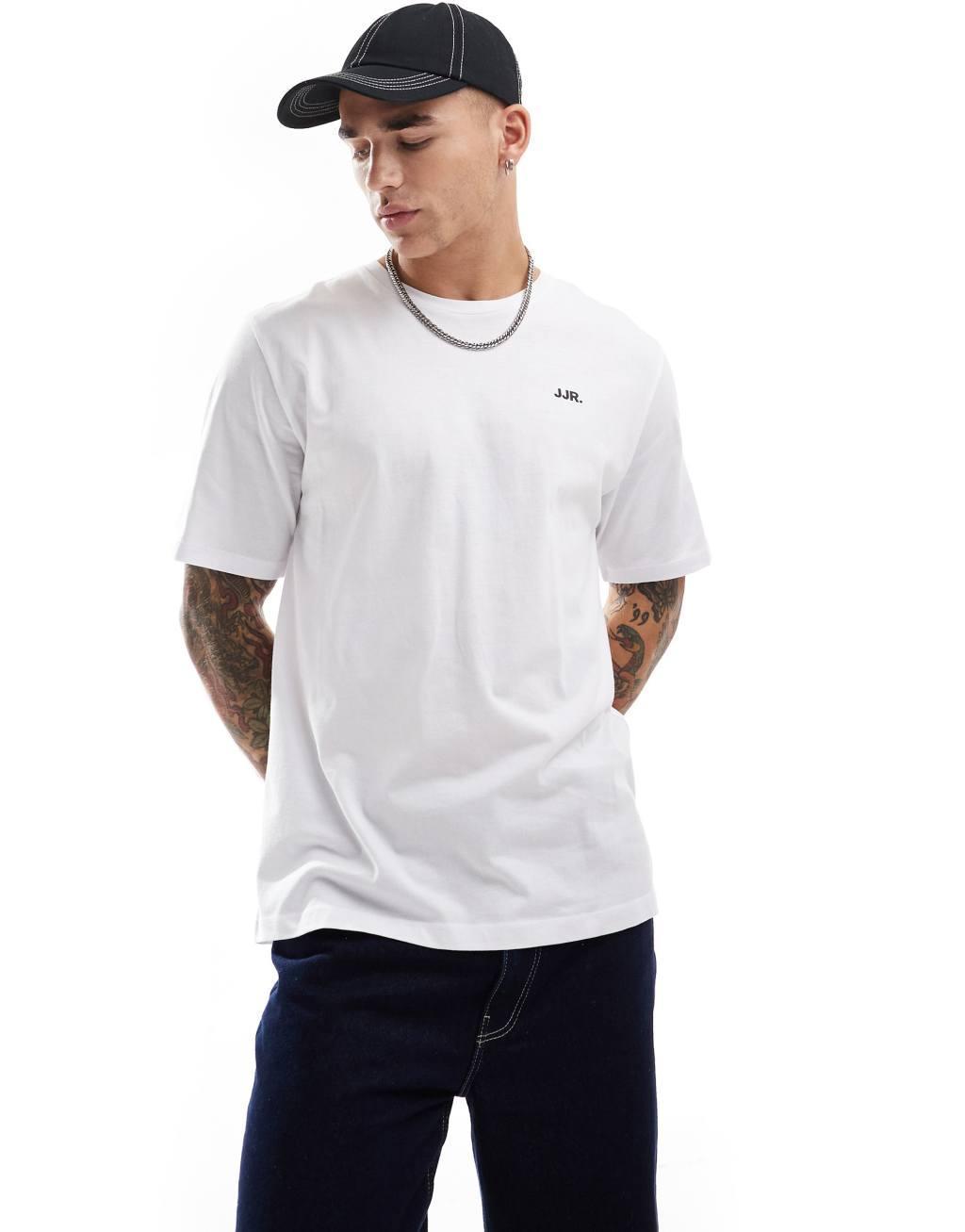 JJ Rebel T-shirt with small chest logo in white Product Image