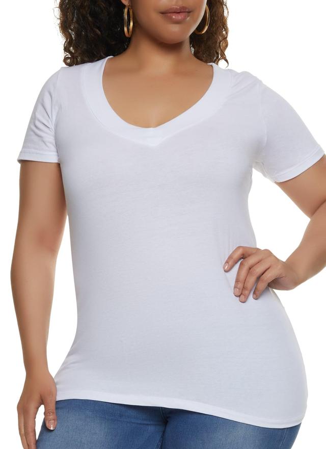 Womens Plus Size Basic V Neck Tee Product Image