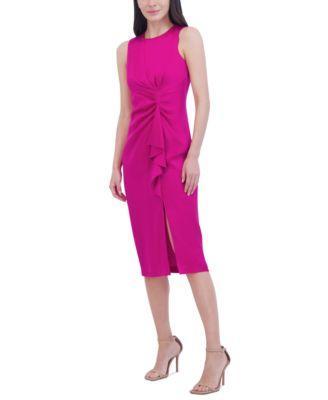 Vince Camuto Satin Tuck Waist Ruffle Skirt Midi Dress product image