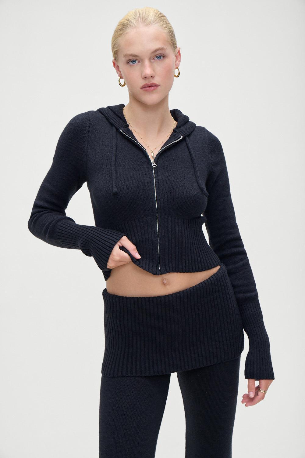 Aimee Zip Up Hoodie - Black Product Image