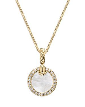 Womens Petite DY Elements Pendant Necklace in 18K Yellow Gold with Pav Diamonds Product Image