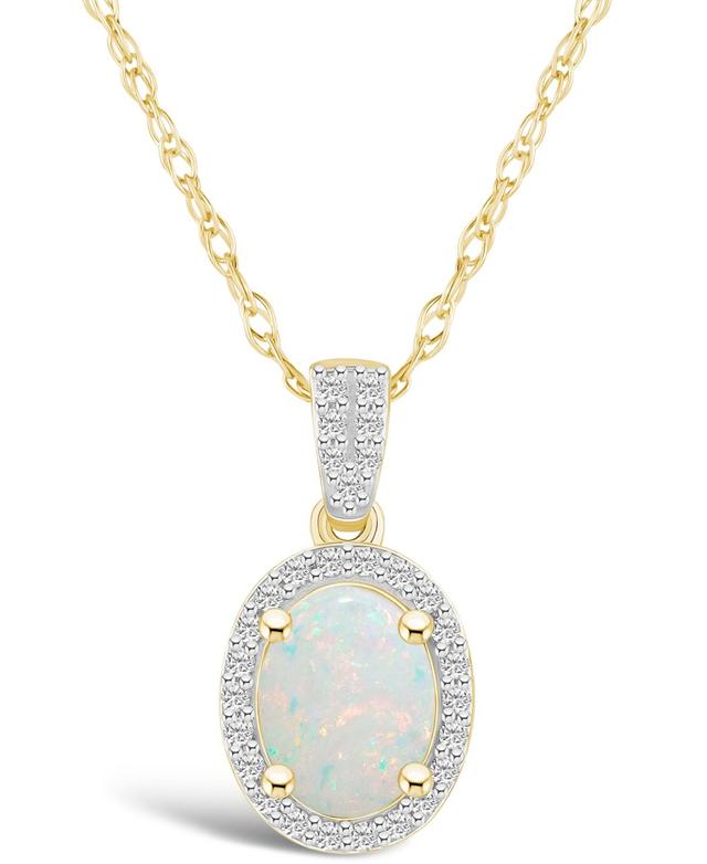 Celebration Gems 10k Gold Oval Gemstone & Lab-Created White Sapphire Halo Pendant Necklace, Womens Product Image