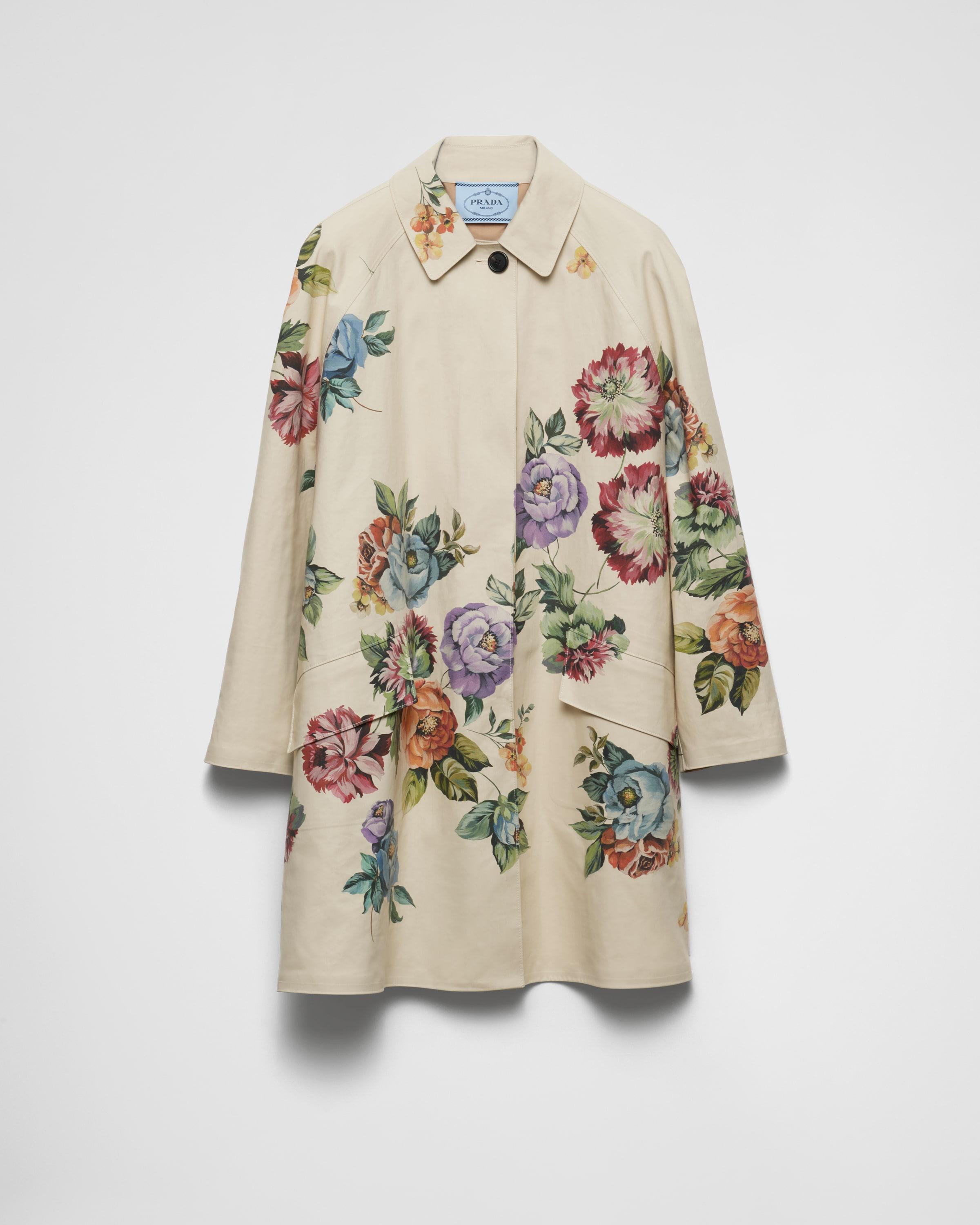 Floral-print Single-breasted Coat In Brown Product Image