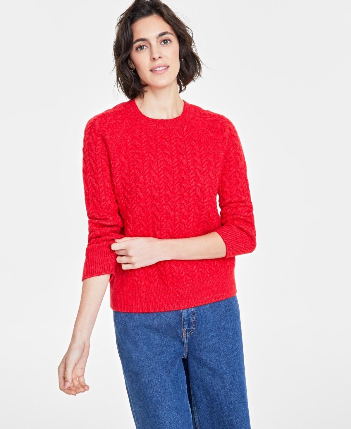 On 34th Womens Cozy Cable-Knit Crewneck Sweater, Created for Macys Product Image