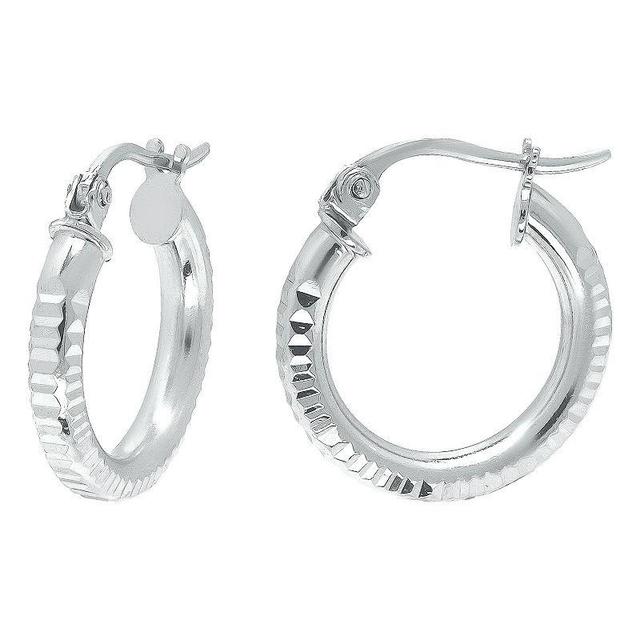 Aleure Precioso Sterling Silver Ribbed Textured Hoop Earrings, Womens Product Image