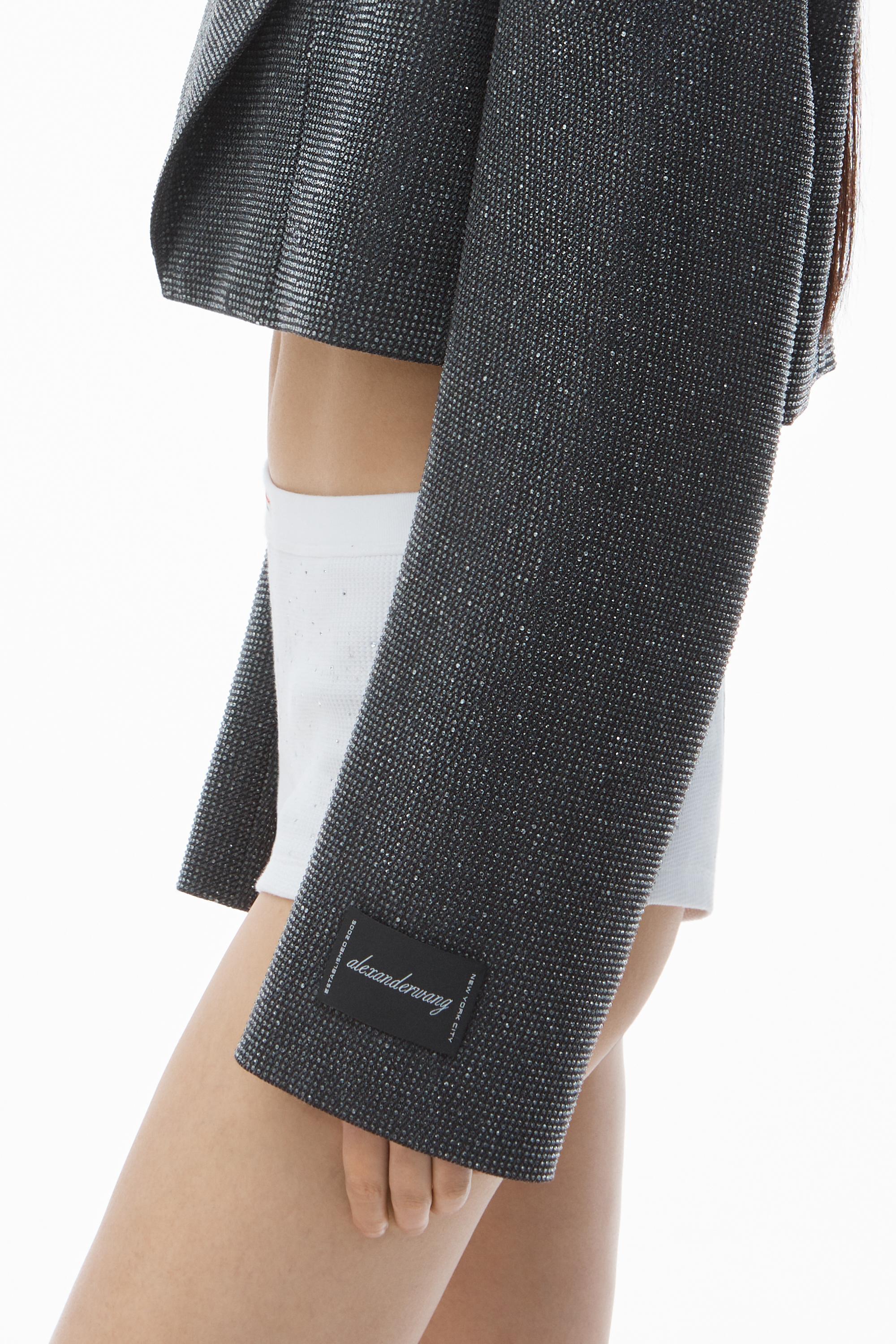 Cropped Blazer In Wool Twill With Clear Bead Hotfix Product Image