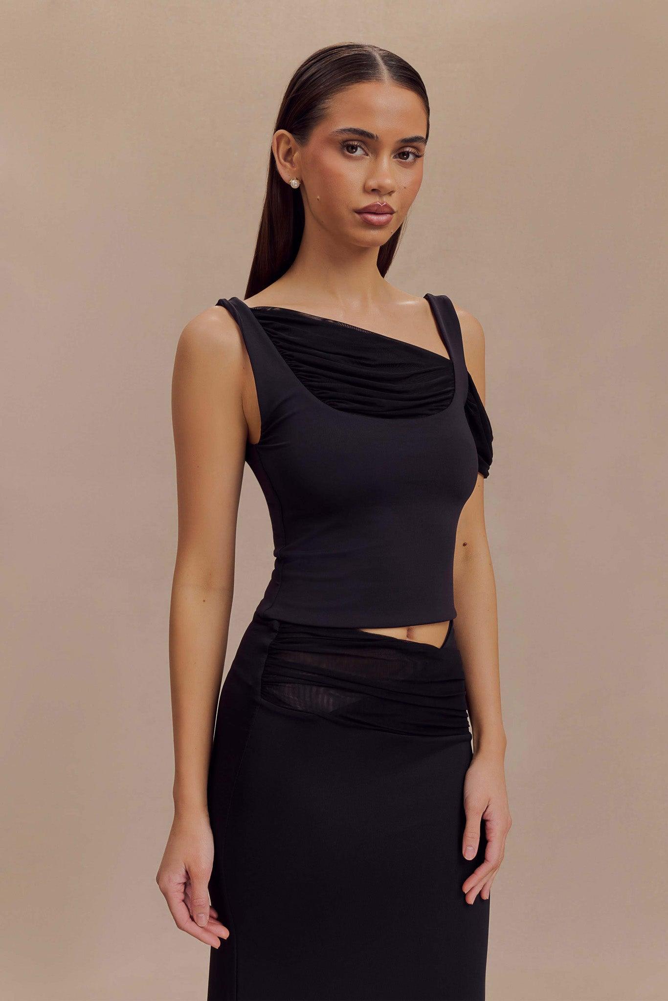 Jules Recycled Nylon And Mesh Sleeveless Top - Black Product Image