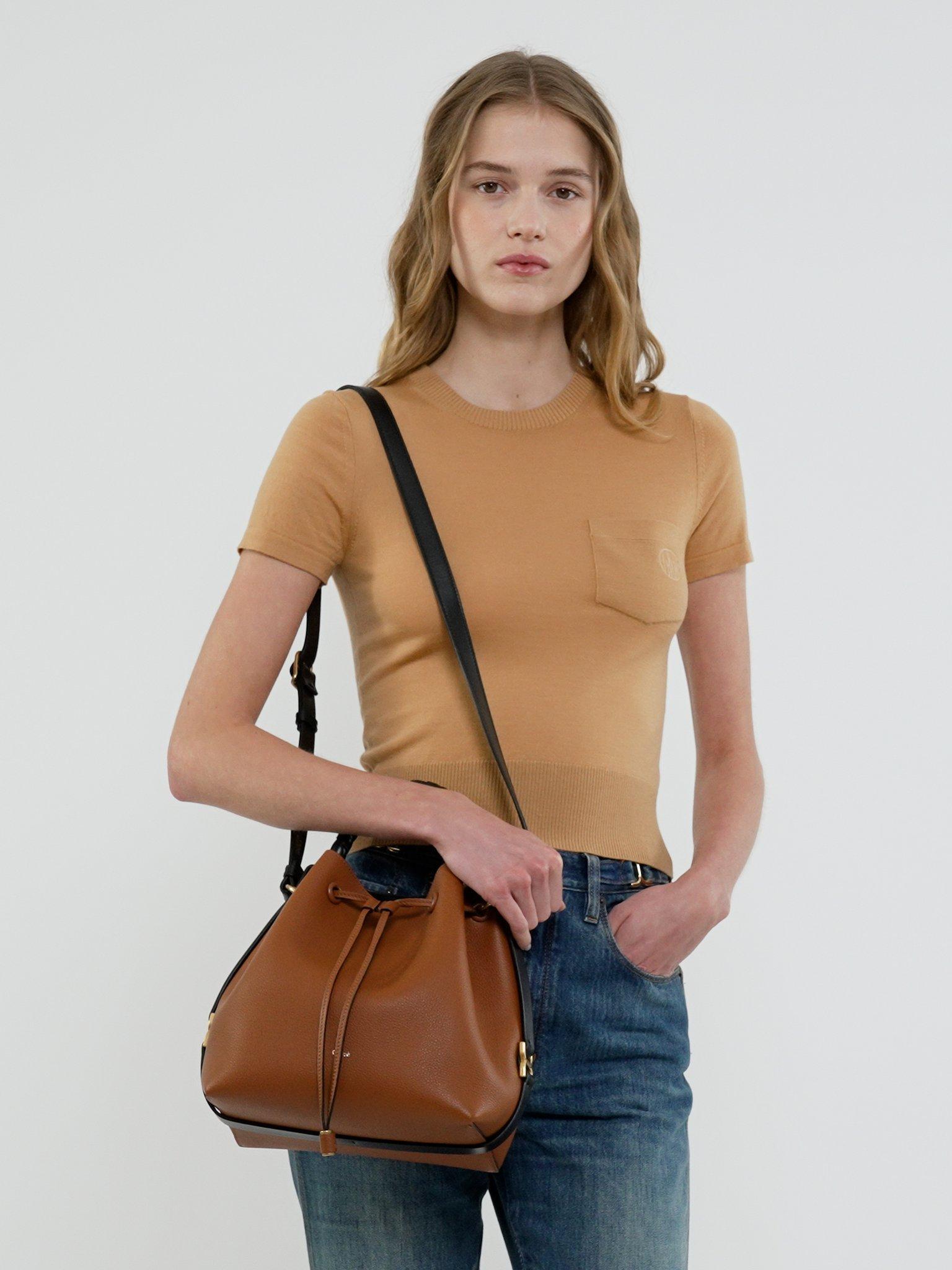 Marcie bucket bag in grained leather Product Image