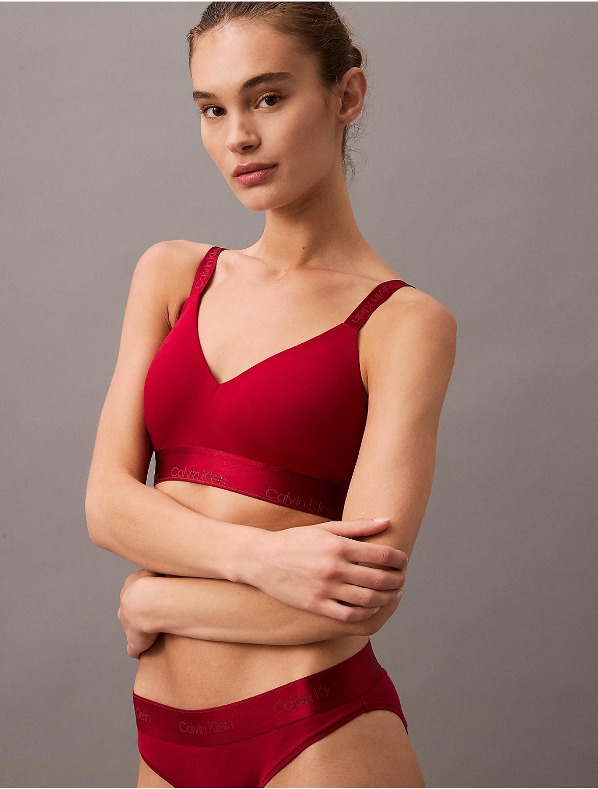 Calvin Klein Womens Modern Cotton Holiday Shine Lightly Lined Bralette - Red - L Product Image