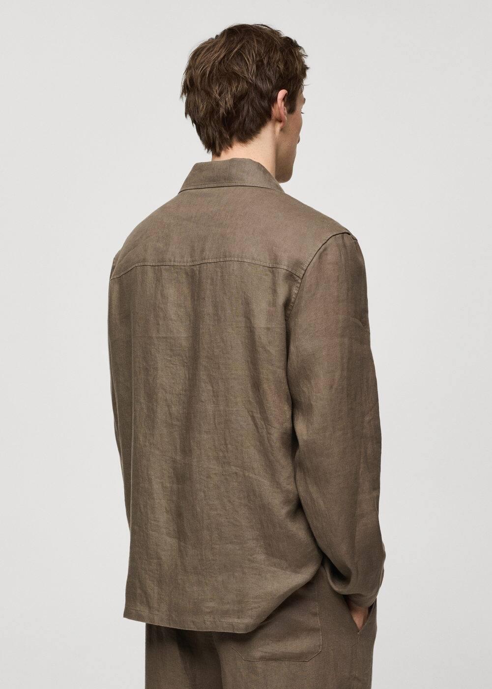 MANGO MAN - 100% linen regular-fit overshirt khakiMen Product Image