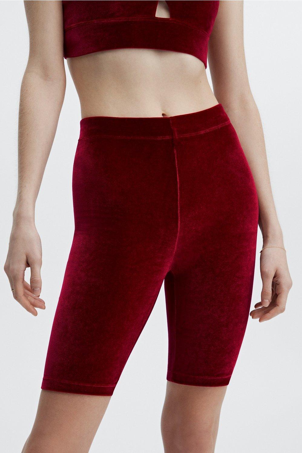 Fabletics High Waisted Velour Bike Short 9 Womens red Size XS Product Image