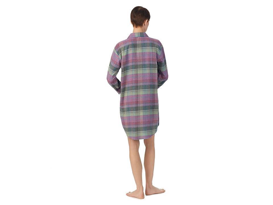 Lauren Ralph Lauren Long Sleeve Brushed Twill His Shirt Sleepshirt Plaid) Women's Pajama Product Image