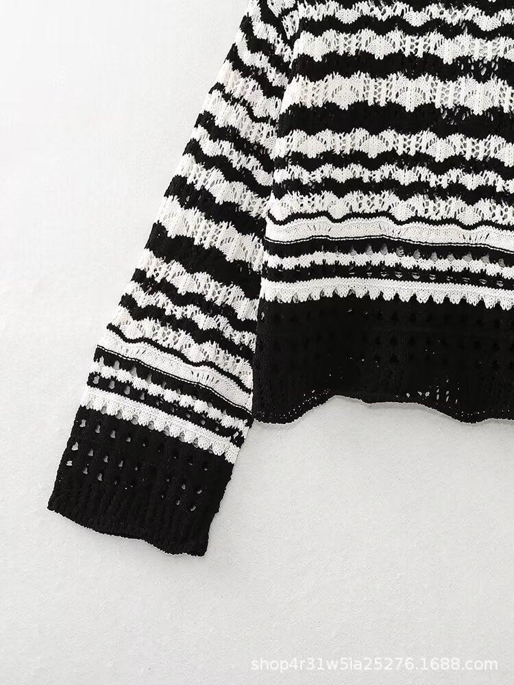 Crew Neck Striped Sweater Product Image