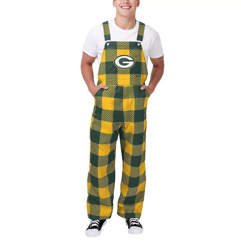 Mens FOCO Bay Packers Big Logo Plaid Overalls Product Image