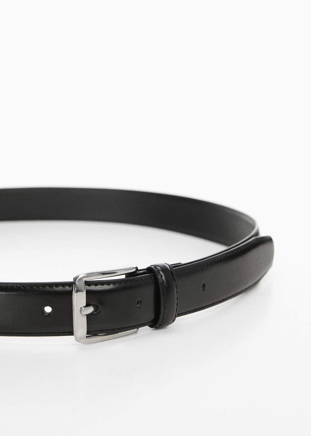 MANGO MAN - Leather belt blackMen Product Image