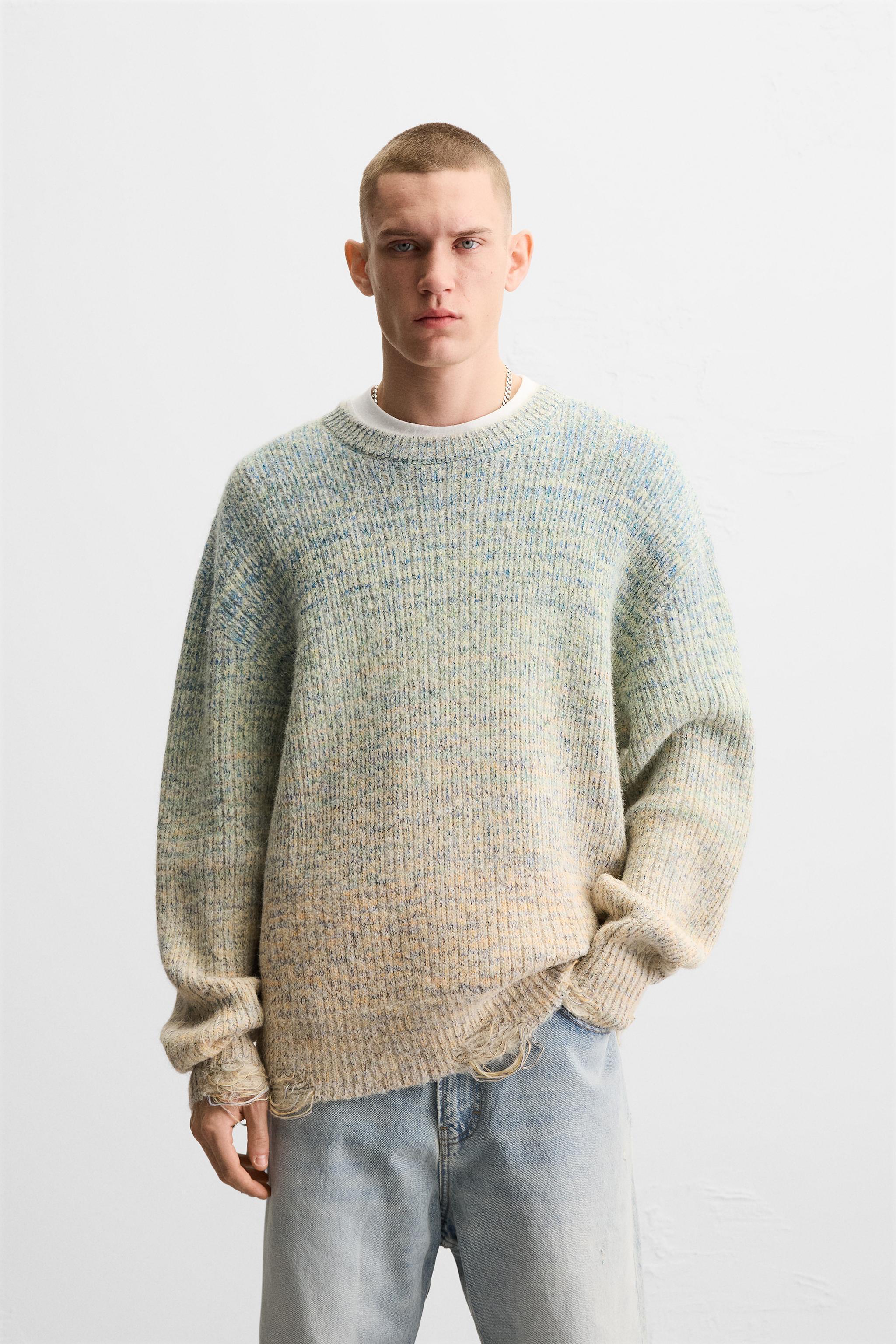 CONTRASTING BUTTONHOLE TWIST TEXTURED SWEATER Product Image