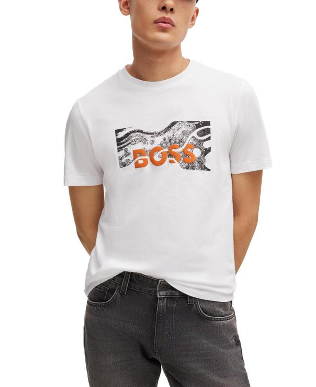 Mens Cotton-Jersey Regular-Fit T-Shirt with Logo Artwork Product Image