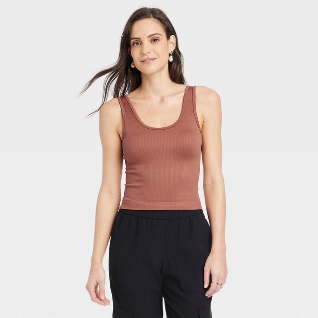 Womens Seamless Slim Fit Tank Top - A New Day Light Brown XS Product Image