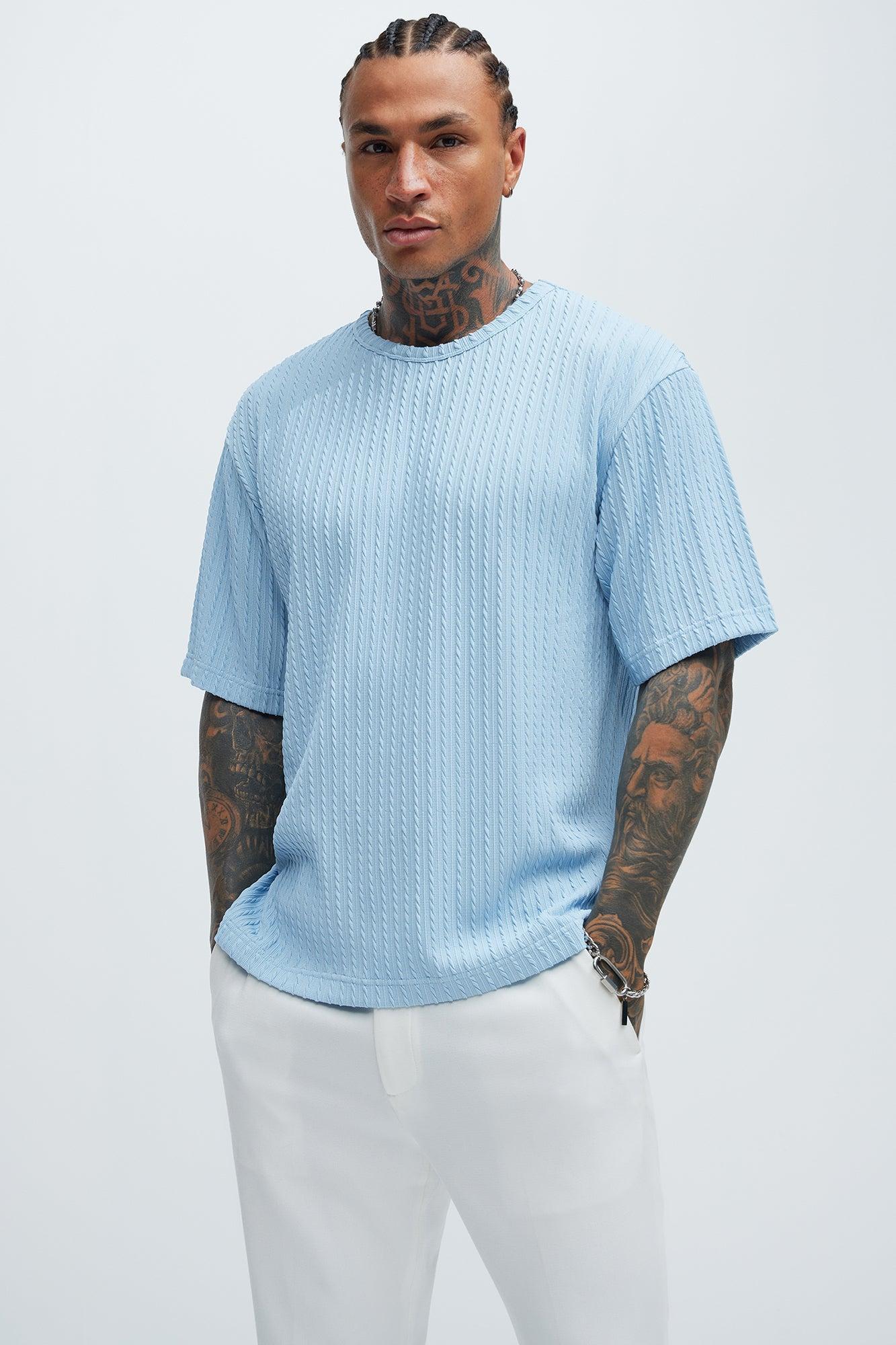 Rope Textured Relaxed Tee - Light Blue Product Image