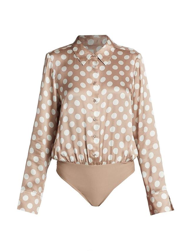 Womens Ursula Silk Polka Dot Bodysuit Product Image