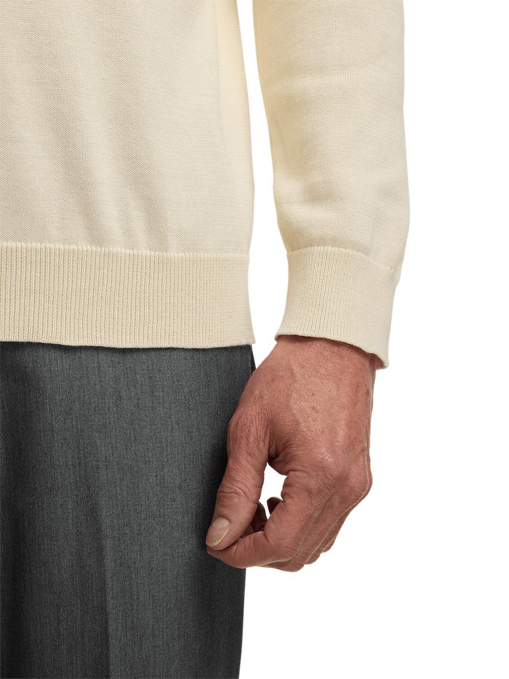 Supima Cotton Four Button Mock Neck Sweater - Ivory Product Image