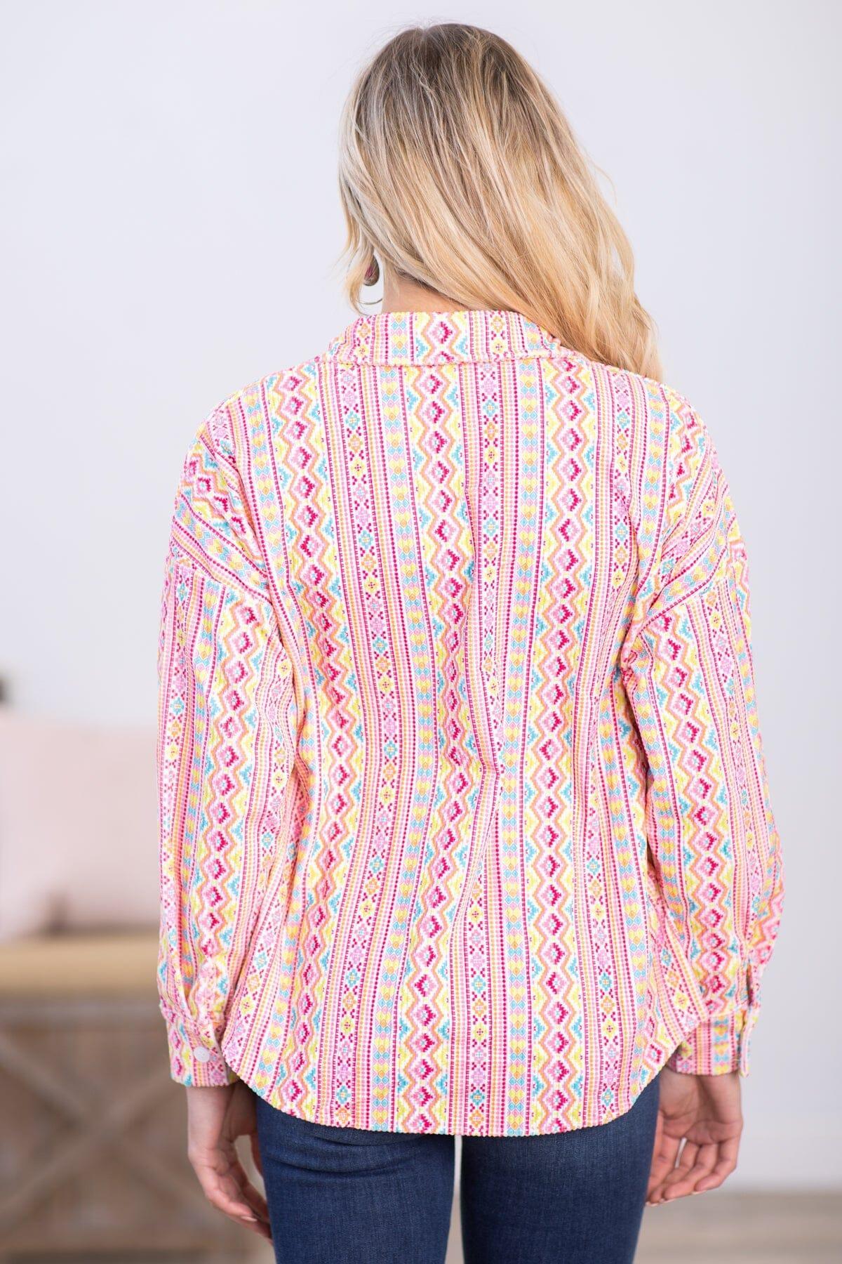 Pink Multicolor Aztec Stripe Jacket Product Image