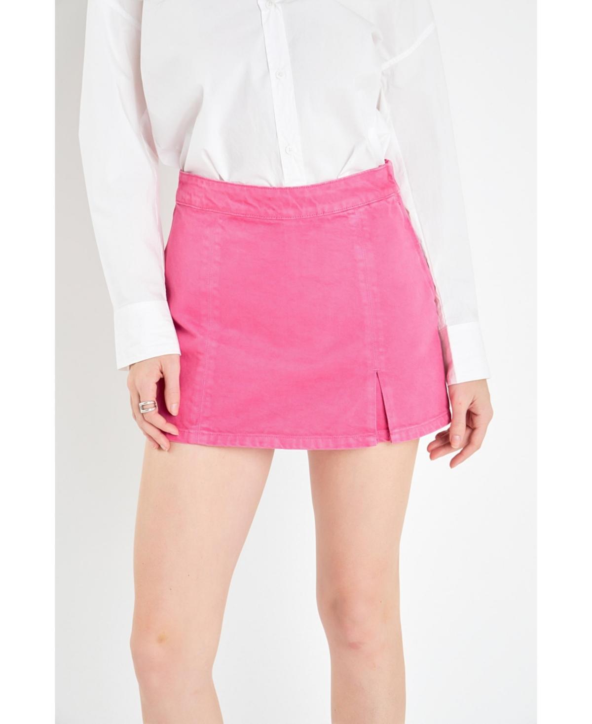 English Factory Womens High-waisted Denim Mini Skort Product Image