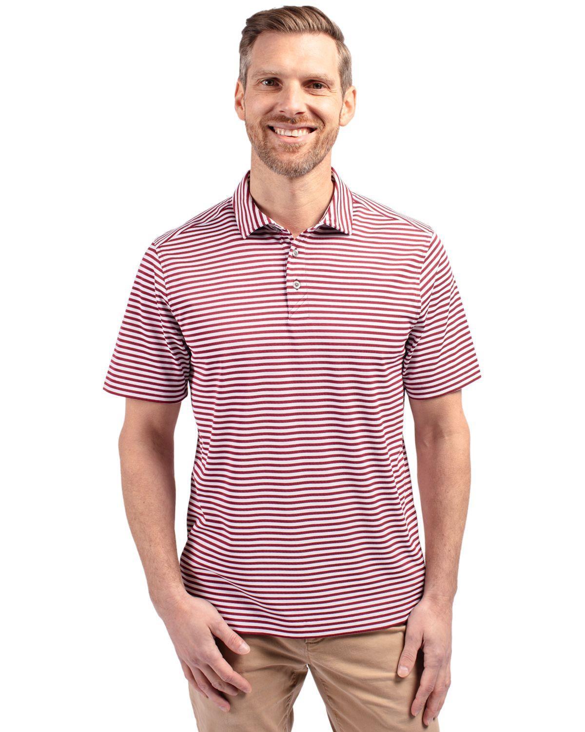 Cutter & Buck Mens Virtue Eco Pique Stripe Recycled Polo Shirt Product Image