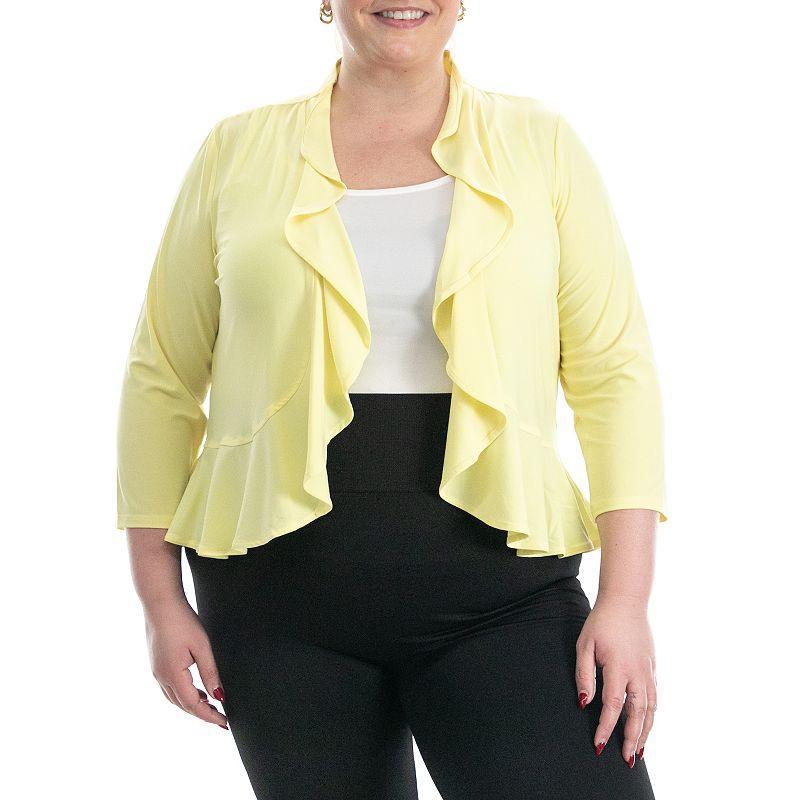 Plus Size Nina Leonard Matte Jersey Mesh Bolero, Womens Product Image