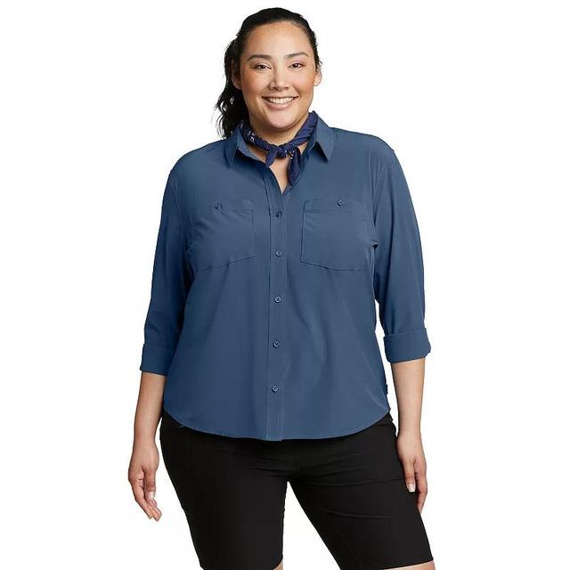 Plus Size Eddie Bauer Departure 3.0 Long Sleeve Collared Button Down Shirt, Womens Product Image