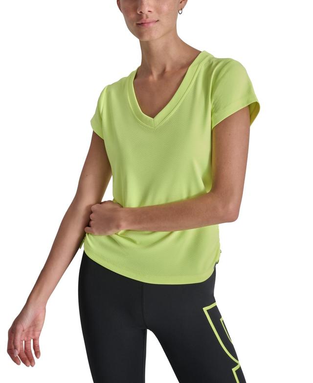 Dkny Sport Womens Tech Textured Ruched-Sides T-Shirt Product Image