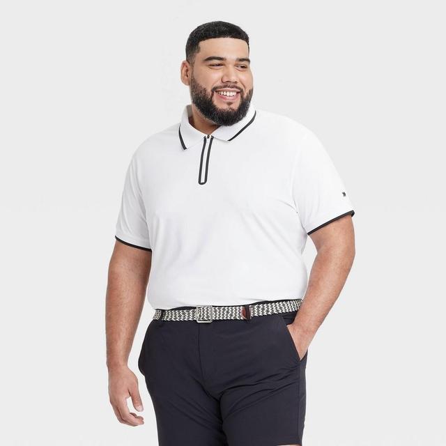 Mens Big Zip Polo T-Shirt - All In Motion White 3XL Product Image