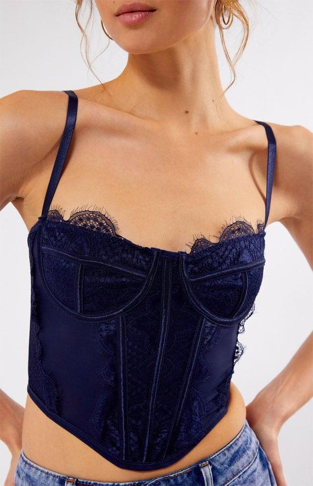 Women's Lace Trim Mesh Corset Top Product Image