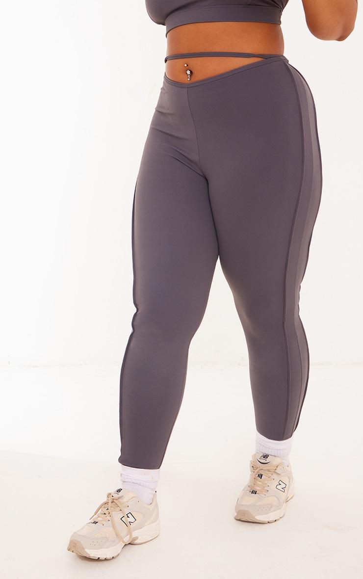 Plus Charcoal Sculpt Strappy Gym Leggings Product Image