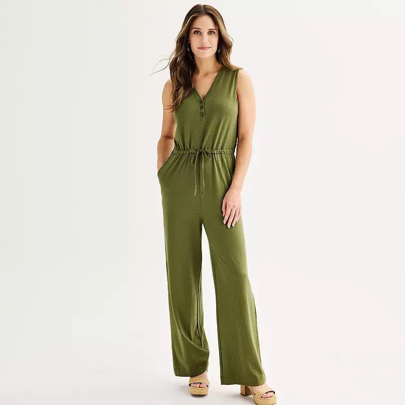 Womens Sonoma Goods For Life Henley Knit Jumpsuit Product Image