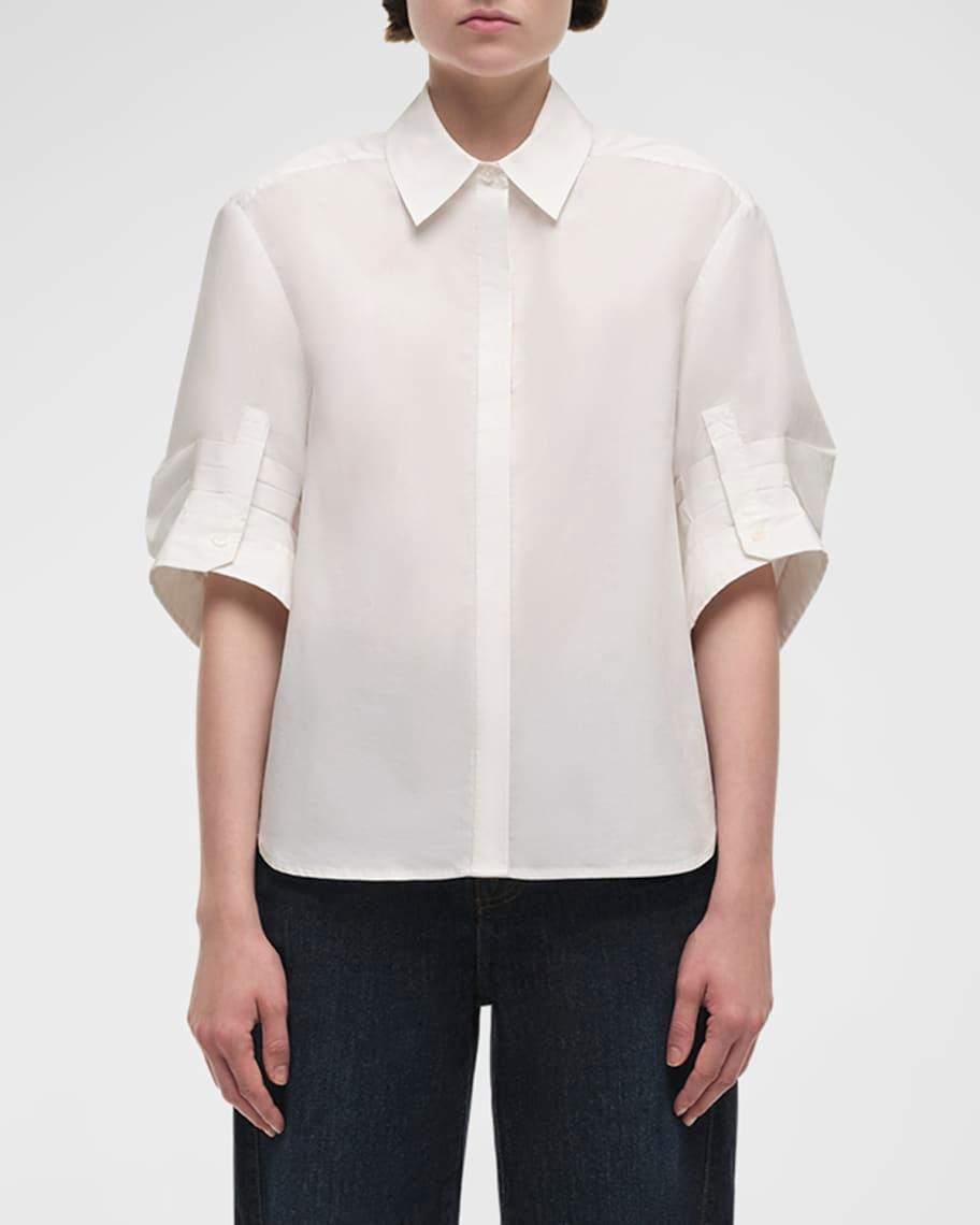 Gemma 3/4-Sleeve Poplin Button-Front Shirt Product Image