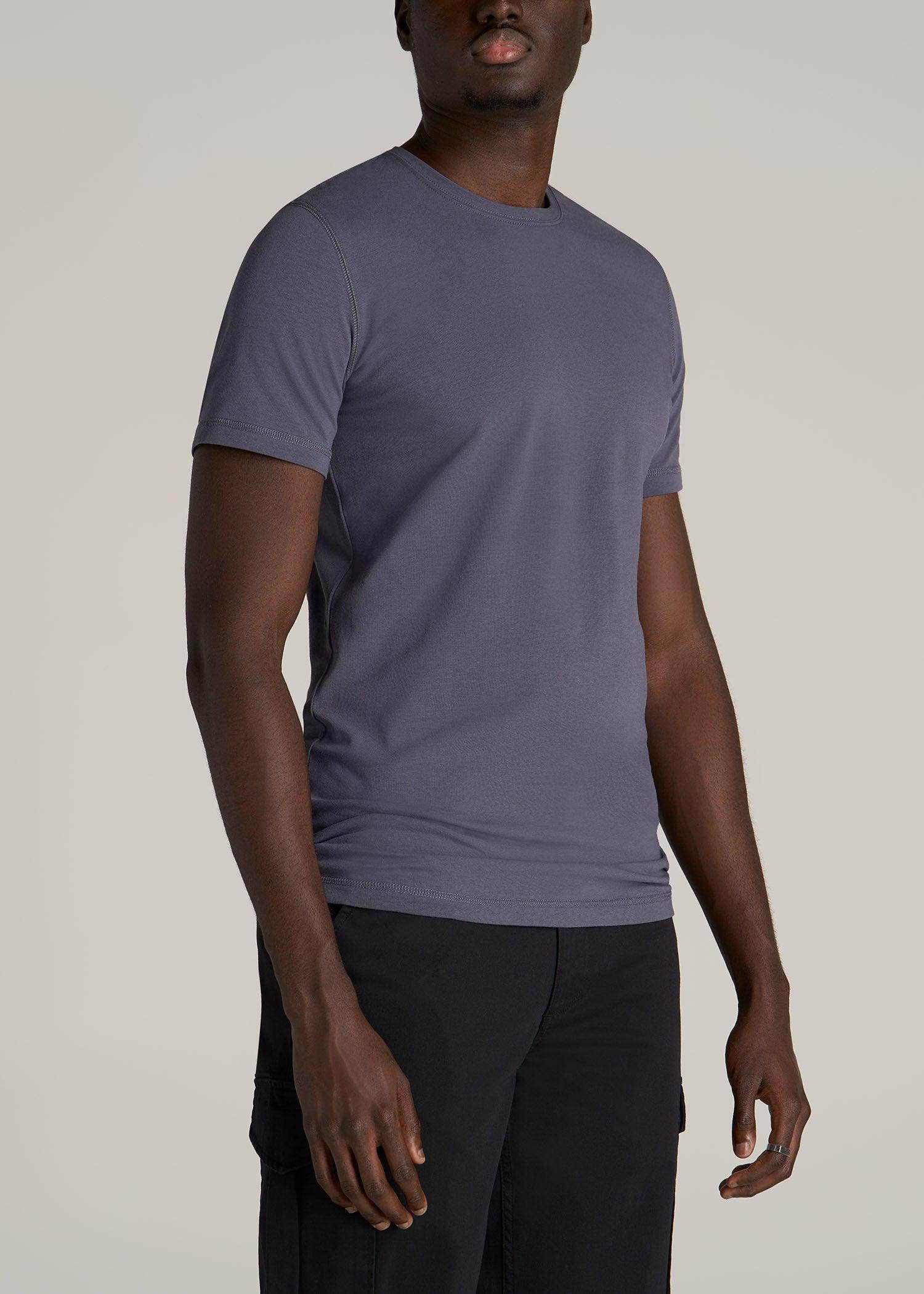 The Essential SLIM-FIT Crewneck Men's Tall Tees in Grey Blue Male Product Image