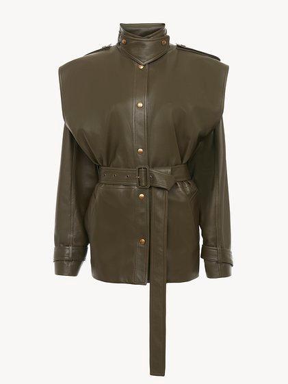 Oversized blouson jacket in leather Product Image