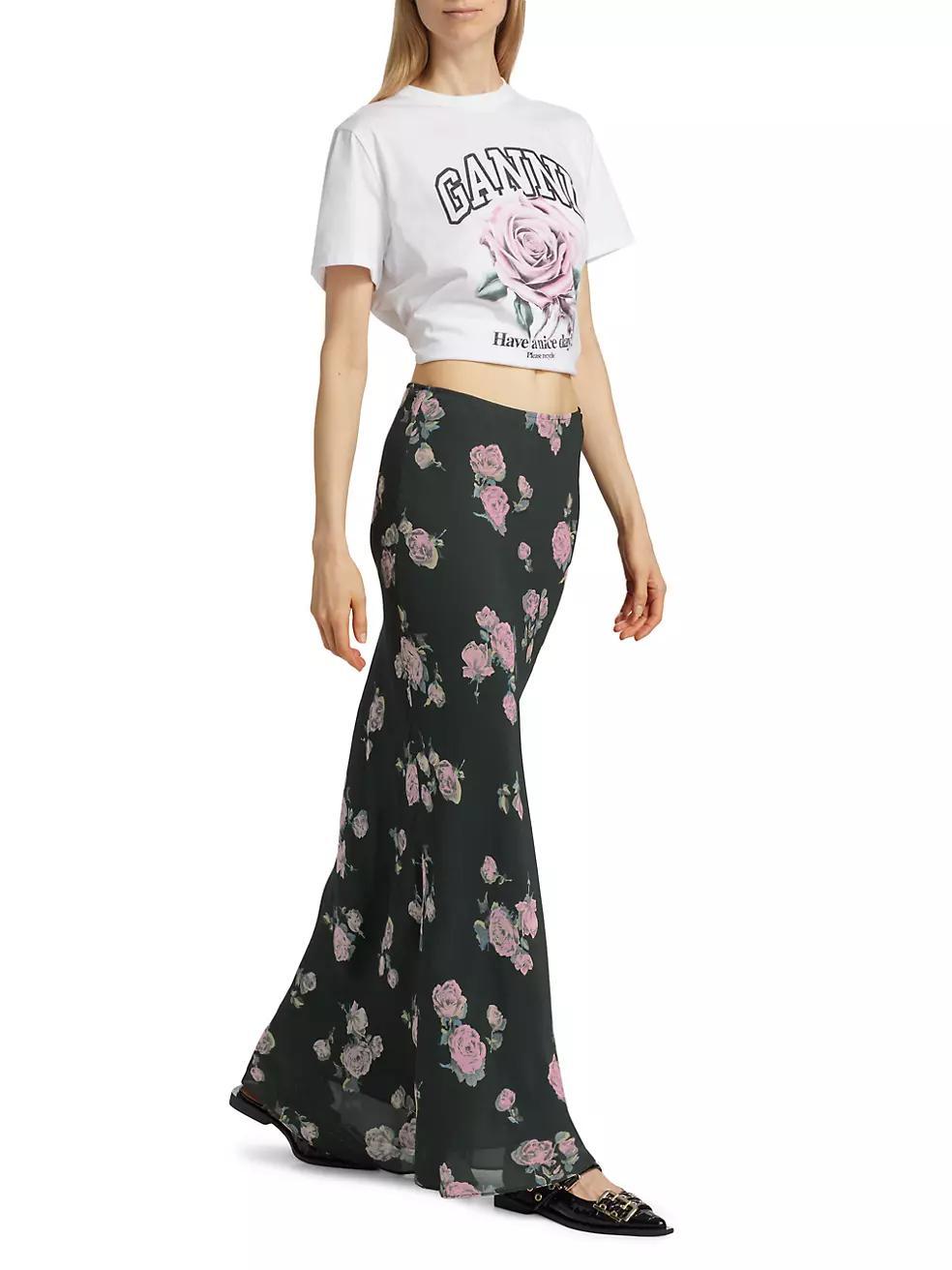 Floral Crepe Maxi Skirt Product Image