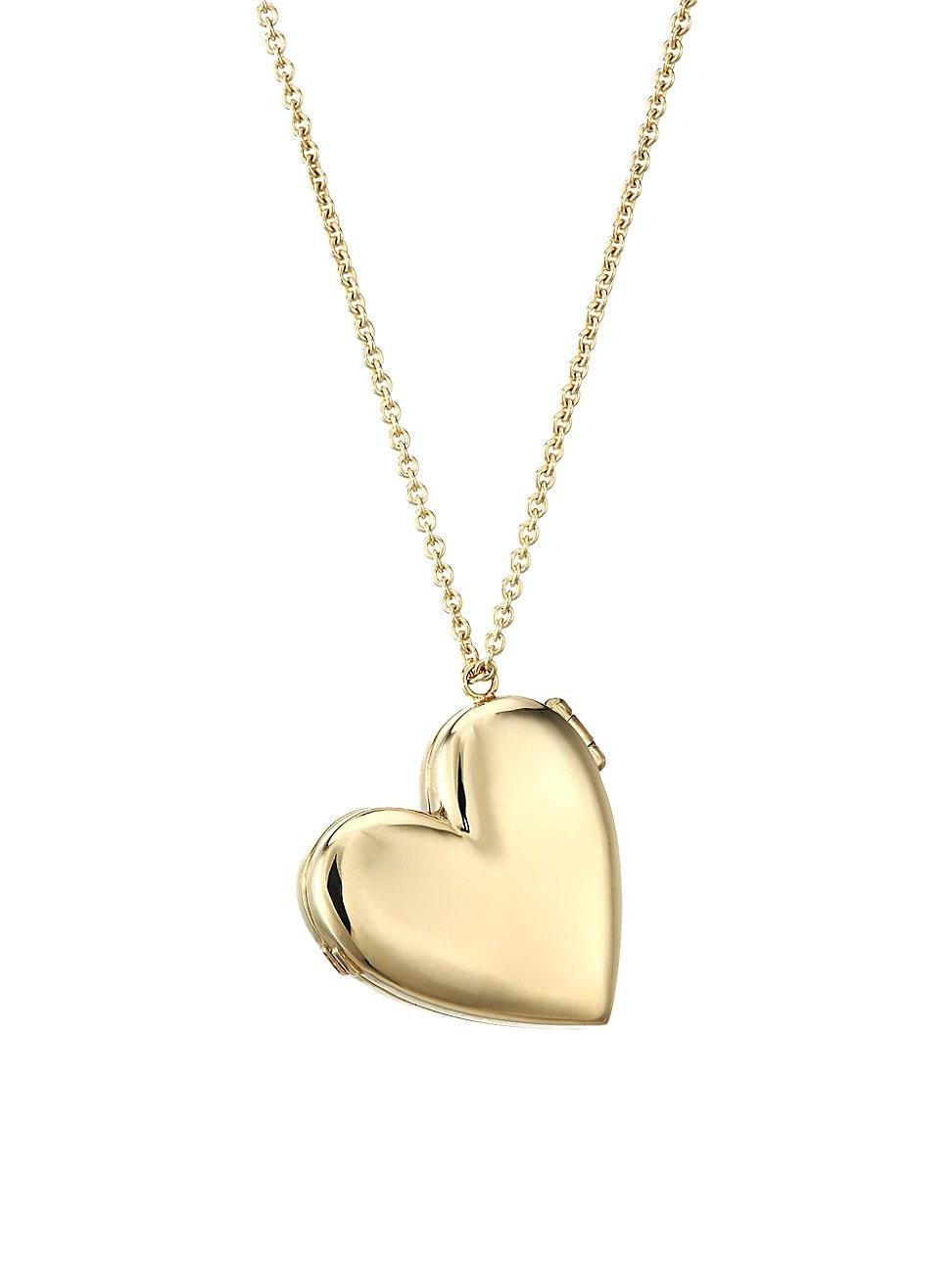 Womens 14K Yellow Gold Heart Locket Necklace Product Image