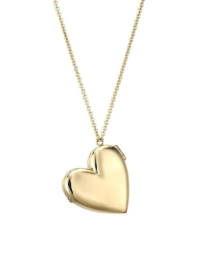 Womens 14K Yellow Gold Heart Locket Necklace Product Image