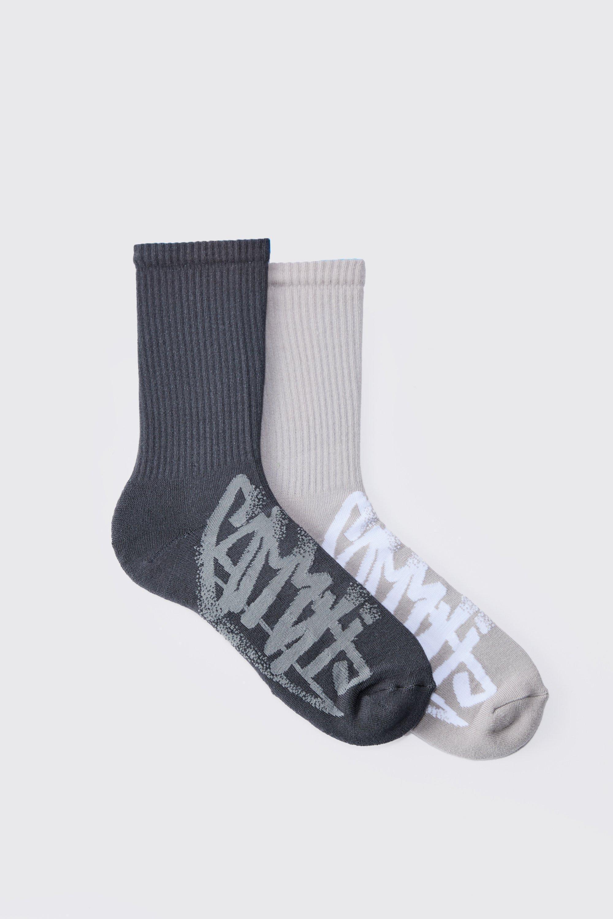 2 Pack Graffiti Ribbed Socks | boohooMAN USA Product Image