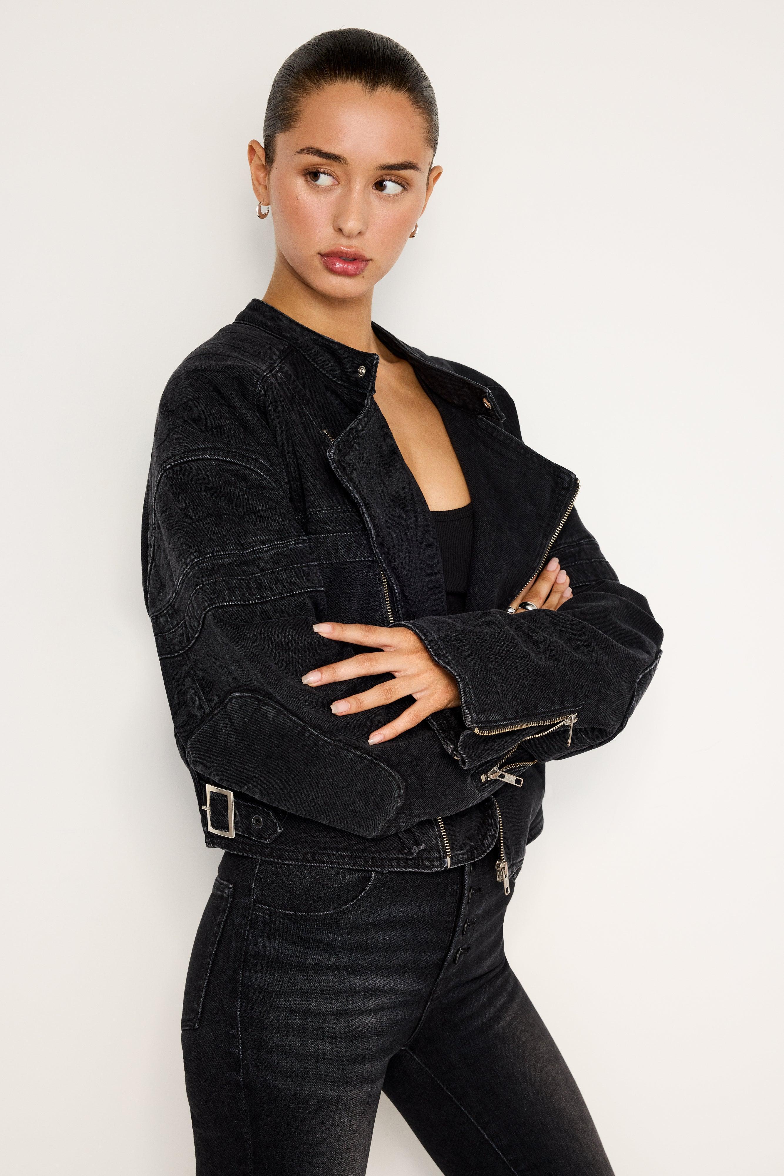 DENIM MOTO JACKET | BLACK351 Product Image