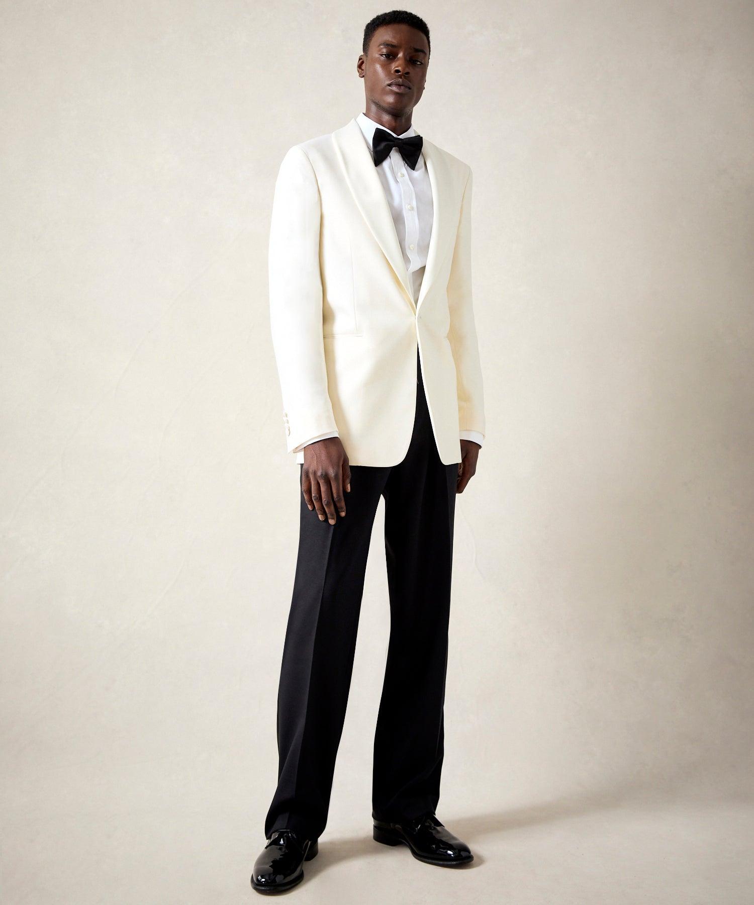 Italian Ivory Shawl Collar Tuxedo Jacket Product Image