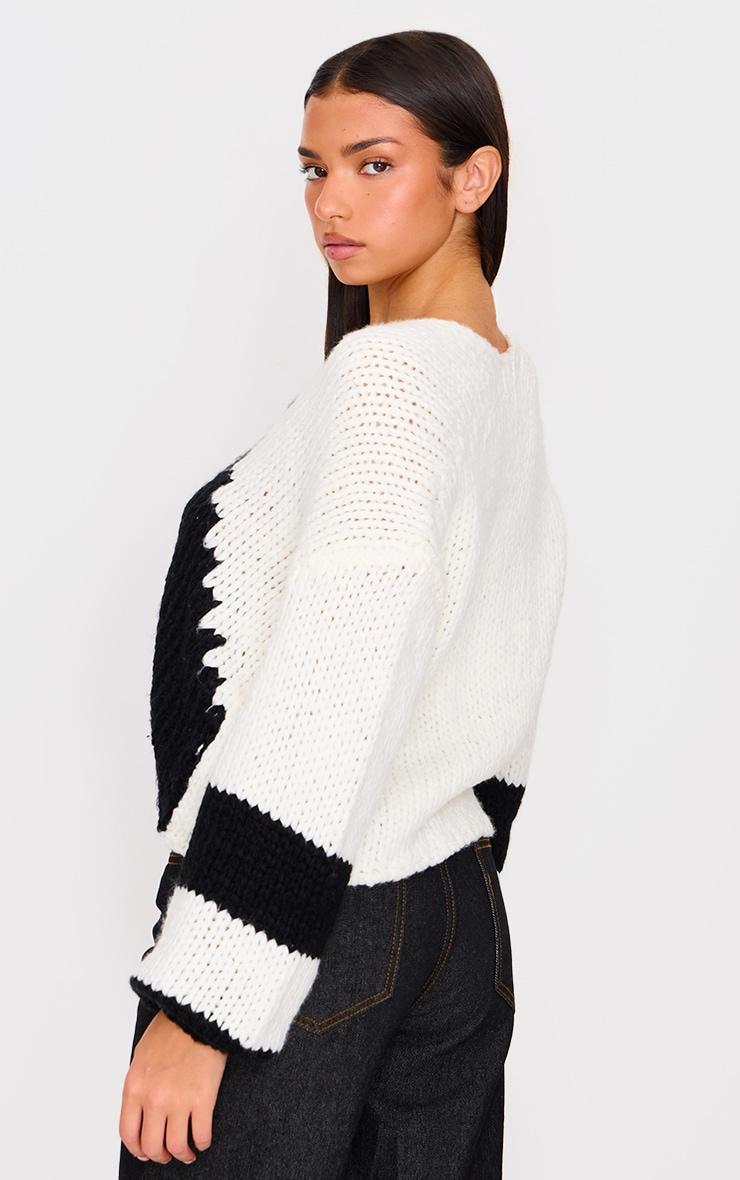 Monochrome Chunky Knit Tie Front Cardigan Product Image