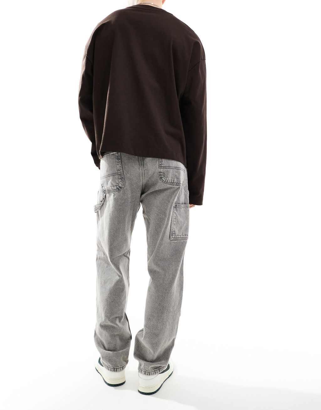 Jack & Jones eddie baggy painter jean in washed gray Product Image