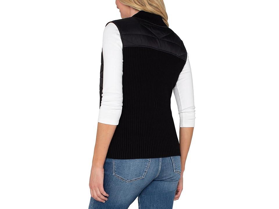 Liverpool Los Angeles Petite Sleeveless Quilted Front Full Zip Sweater Vest Sweater Yarn Women's Vest Product Image