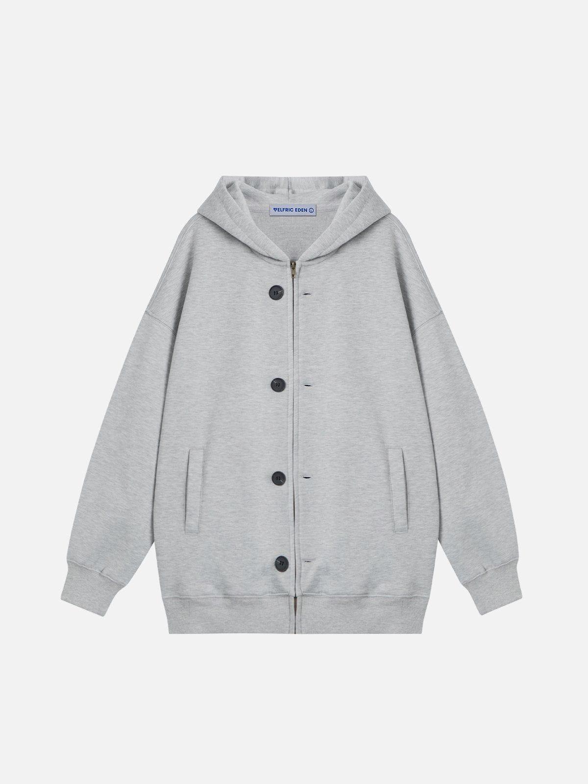 Aelfric Eden Basic Button Zip Up Hoodie Product Image