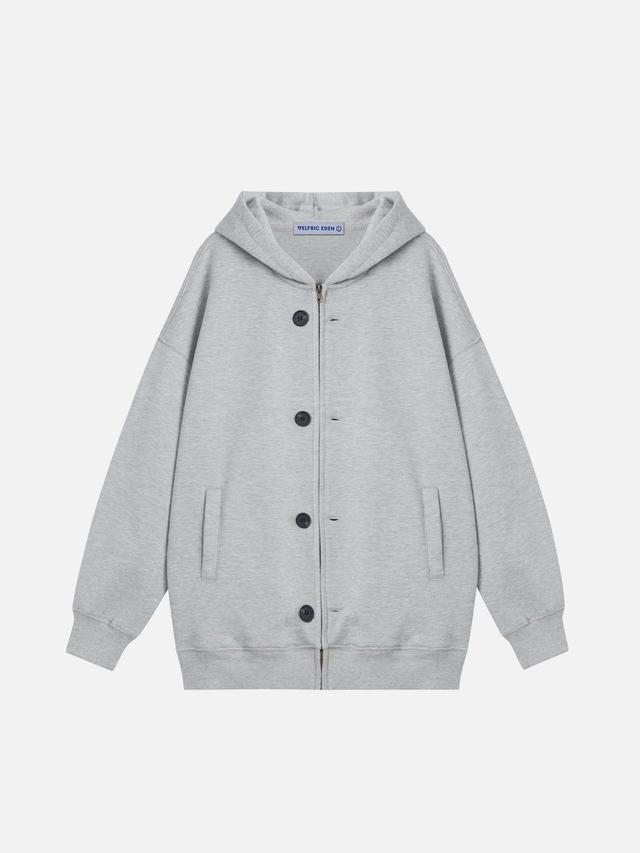 Aelfric Eden Basic Button Zip Up Hoodie Product Image